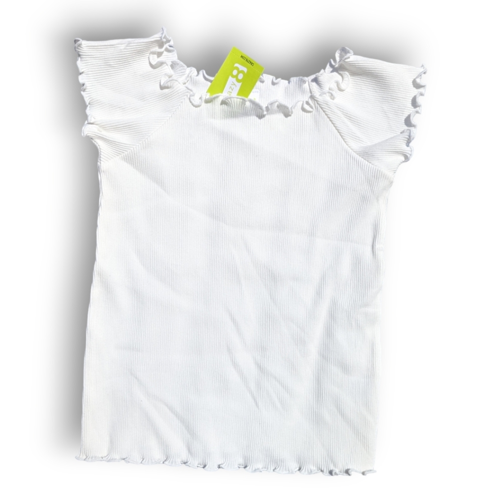 Crazy 8 Girls M 7-8 White Ribbed Ruffle Top